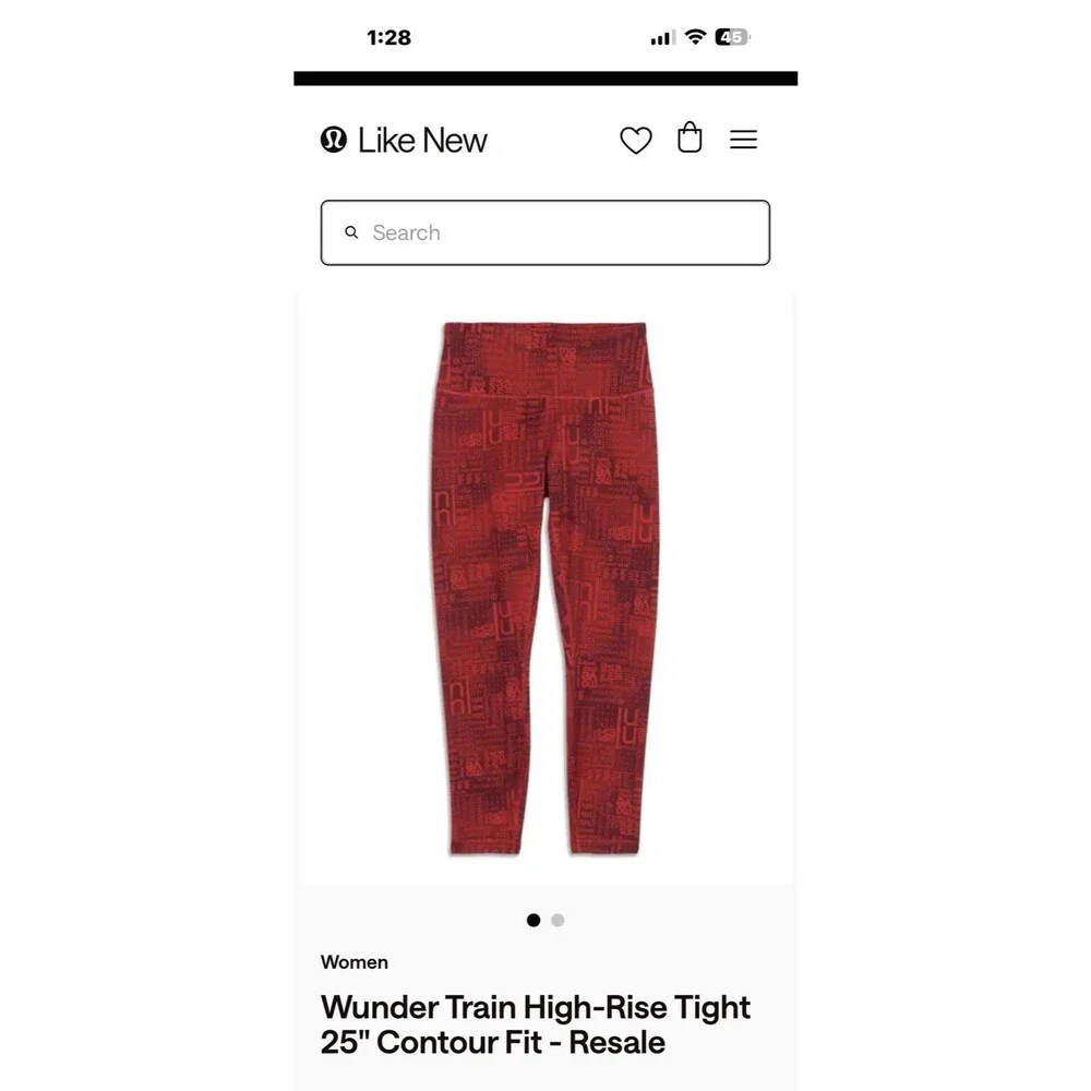 Lululemon Wunder Train Contour Fit High Rise Tights Sz. 4 Ombré Red Multi